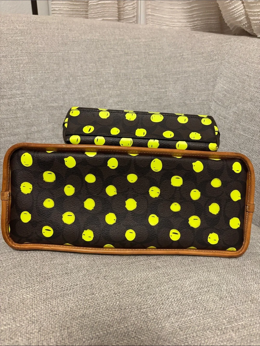 Coach Cora Domed Satchel & Neon Dot Cosmetic Case Pouch Set